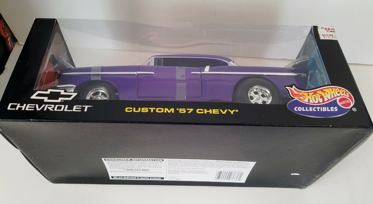 HOT WHEELS COLLECTIBLES CUSTOM '57 CHEVY 1:18 SCALE PURPLE NIB