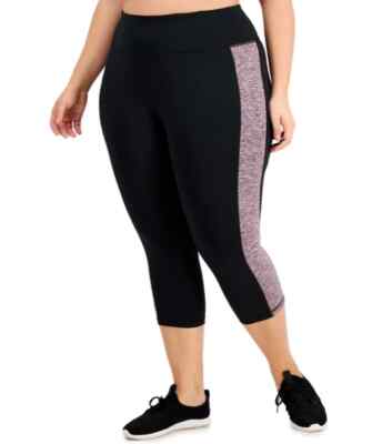 ID Ideology Plus Size Colorblocked Capri Leggings, Noir Purple Cos, 2X NWT