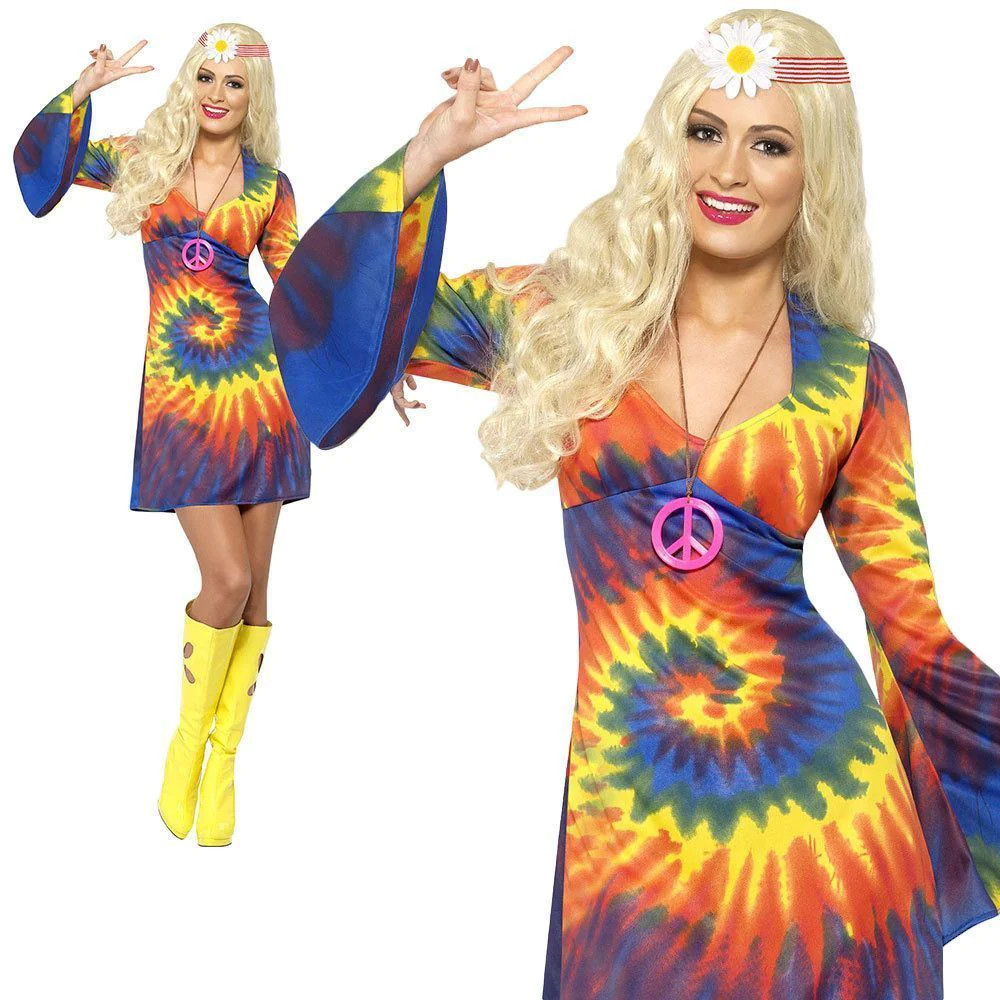 Disfraz De Hippy Retro De Los Años 60 Y 70 Para Mujeres Nuevo
