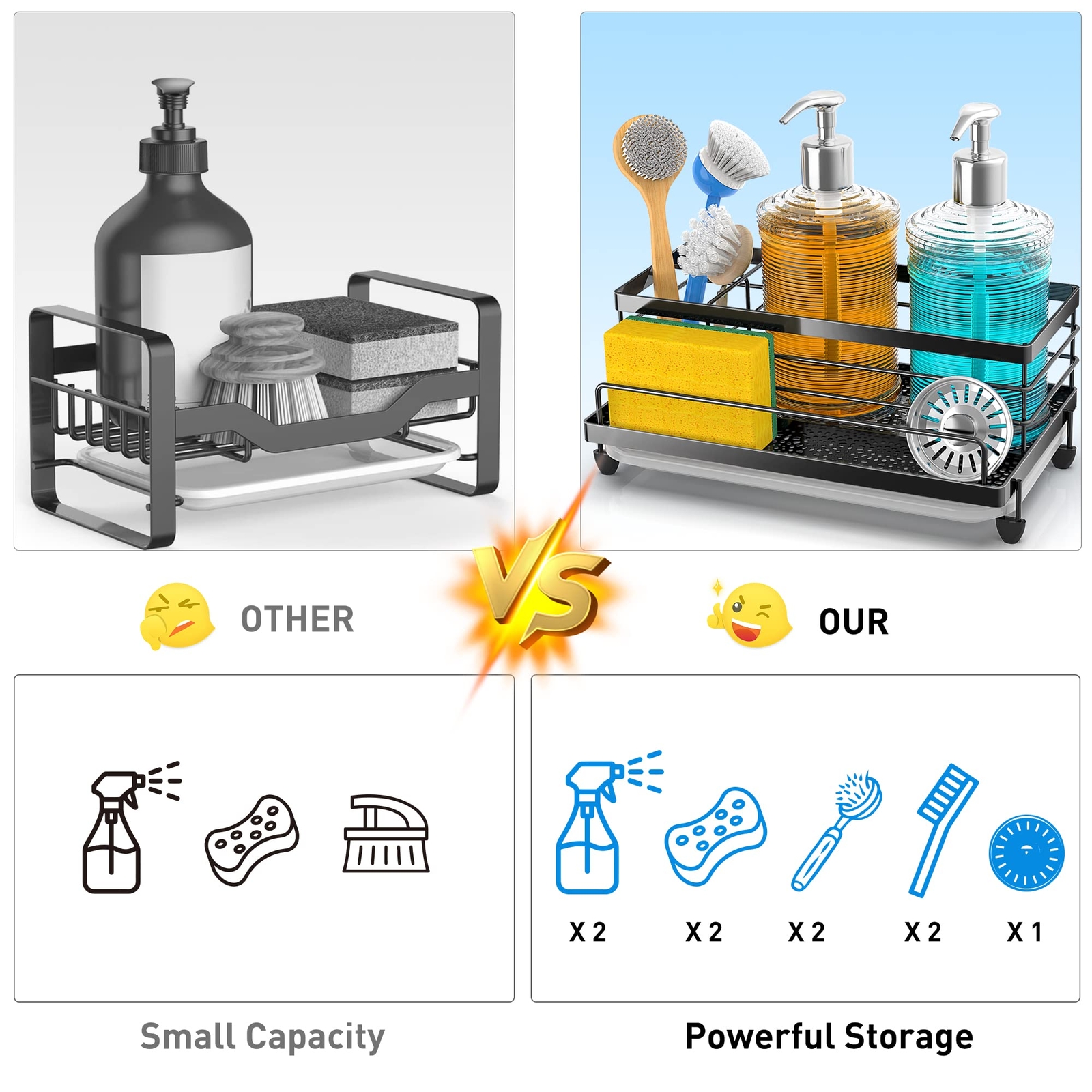 Sponge Holder For Kitchen Sink Organizer Kitchen Sink Accessories With Drip Tray