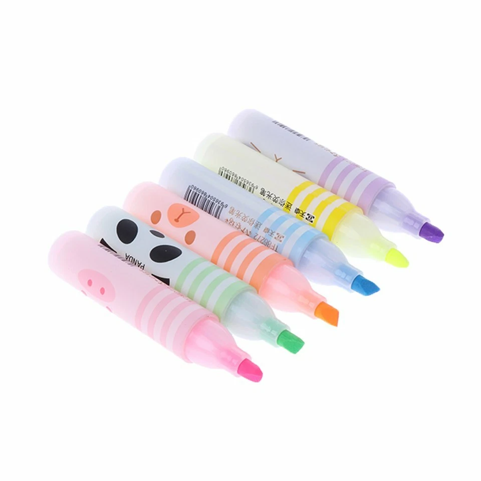 6pcs Textmarker Leuchtfarben Text Marker Keilspitze sortiert Farbauswahl - Bild 4 von 4