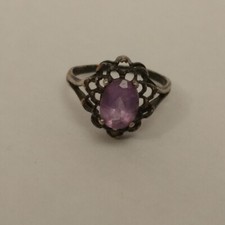 Sterling Silver Ring Purple Stone Size 6