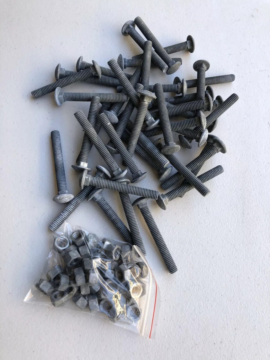 100 Pcs 1/4-20 X 5-1/2" Galvanized Carriage Bolts With Nuts - Grade 307A Hot Dip Galvanized