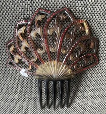 1920s ART DECO CELLULOID  RED RHINESTONE HAIR COMB VINTAGE COSTUME JEWELRY PROP