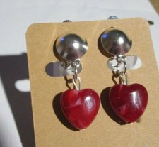 Ohrclips Clips Herz bordeaux rot weinrot marmoriert 