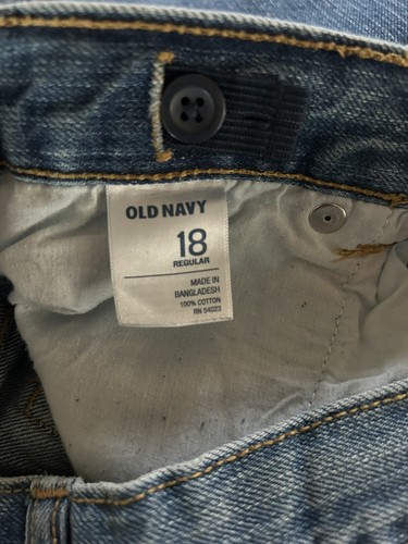 Old Navy Straight Boys Blue Denim Jeans w/Adjustable Waist ~ Size 18 - Picture 5 of 5