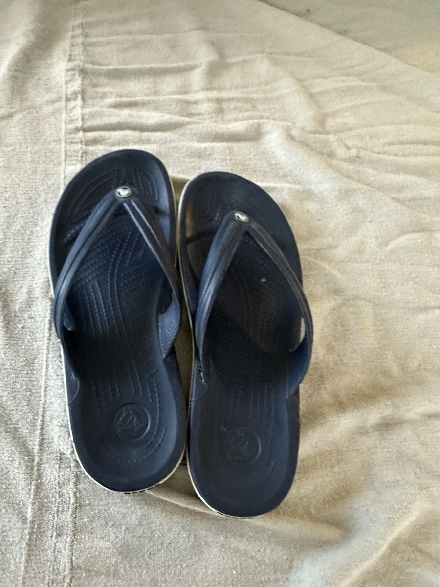 Crocs Crocband Flip Flop Sandal MENS Size 11 Navy/White