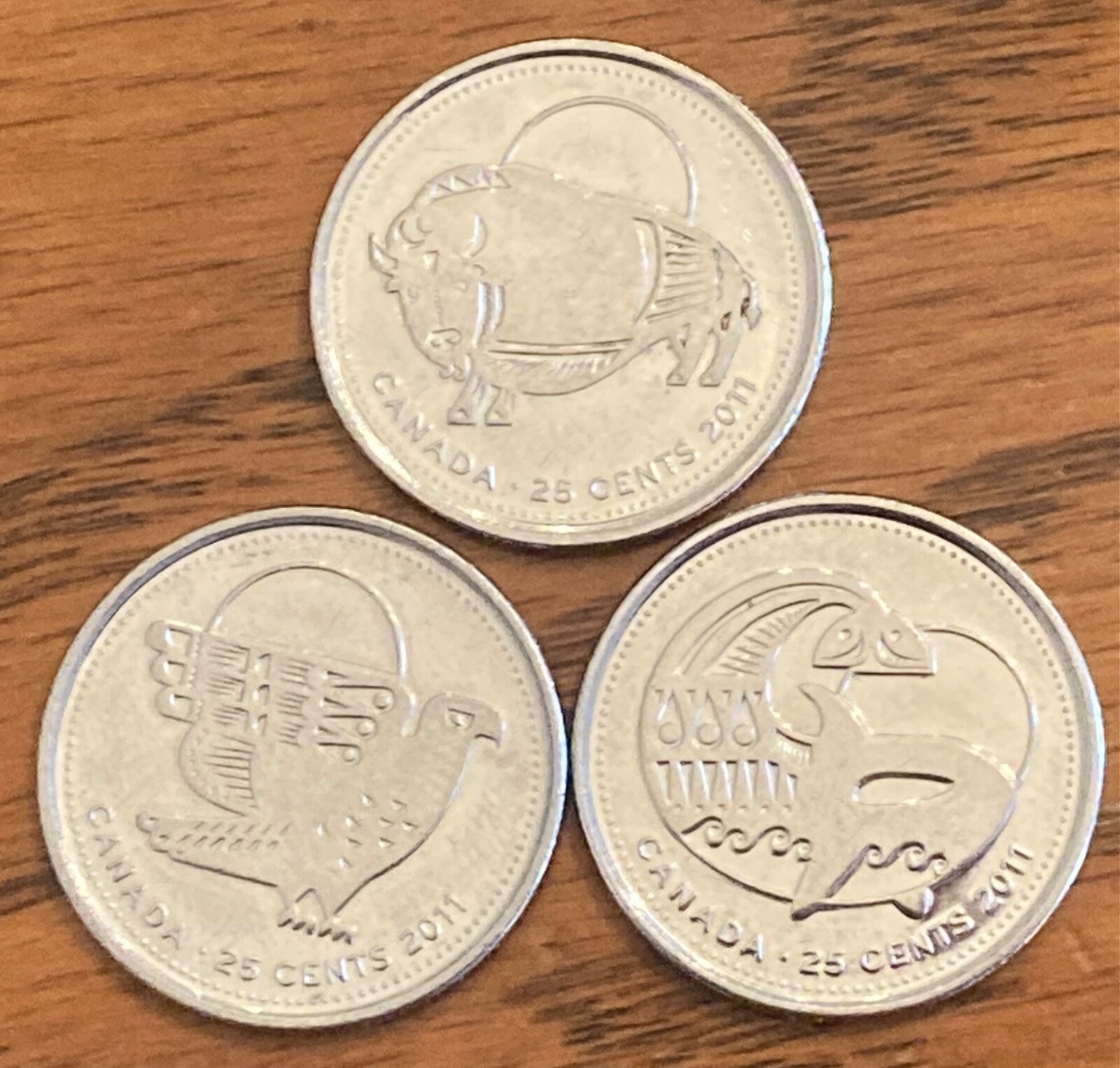 2011 Orca Bison Falcon Canada 25 cents quarters coins **75% off c/b shipping**