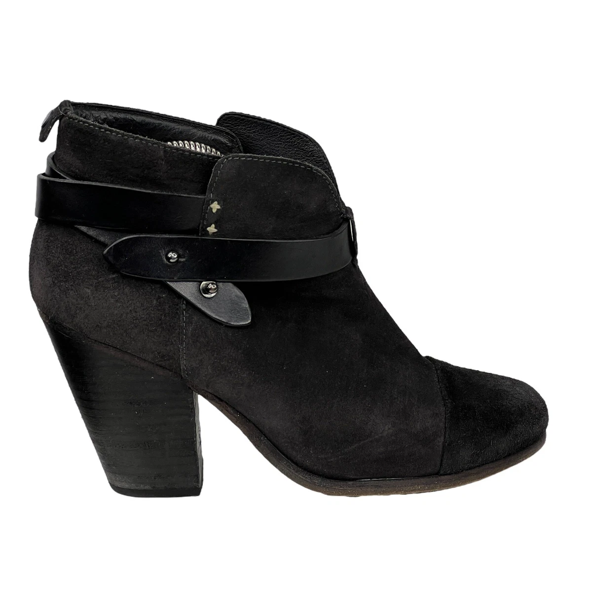 Rag Bone Harrow Suede Leather Ankle Booties Black Heeled Shortie