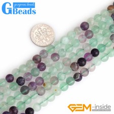 Natural Green Fluorite Quartz Matt Round Loose Beads For Jewelry Making 15"