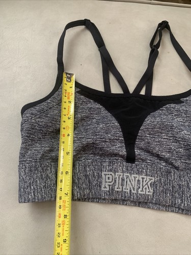 Victoria Secret Pink Crisscross Strap Sports Bra Sz Xs Gray And Black - Picture 3 of 5