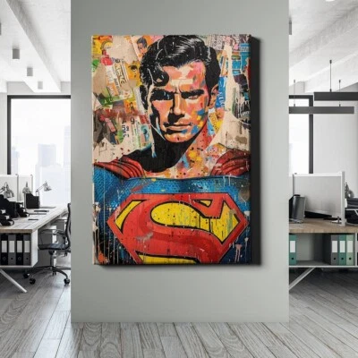 ✅WANDBILD LEINWAND,  ACRYLGLAS SUPERMAN COLLAGE KUNST LUXUS WANDDEKO PREMIUM - Bild 1 von 4