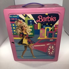 Mattel Barbie Doll Trunk Carrying Case with Dolls Accessories Vintage Lot
