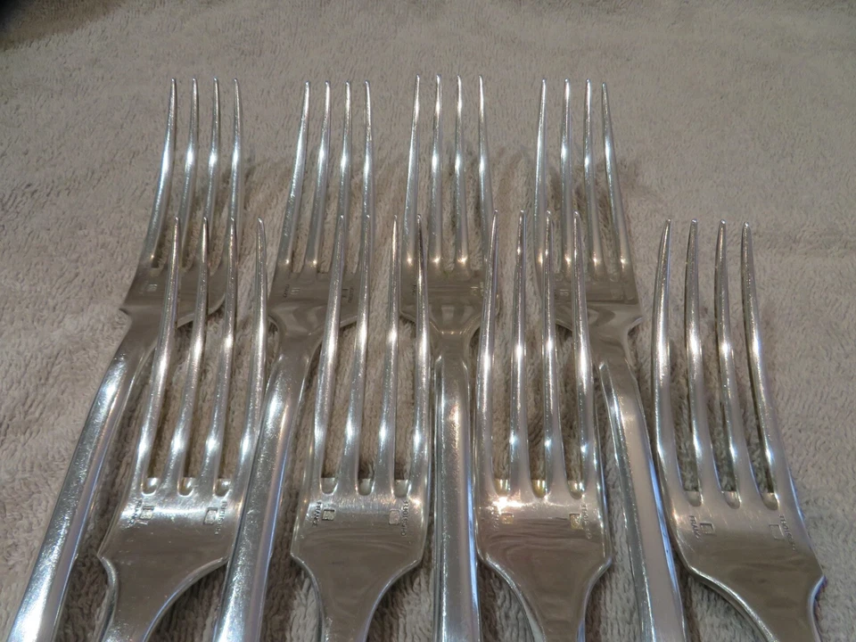 8 tenedores de cena franceses chapados en plata Christofle Cluny 20,7 cm vintage 2000 Foto 4 de 4