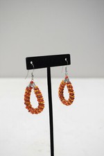 Earrings Orange Glass Beaded Hoop Earrings