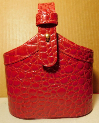 Bath & Body Works~Faux Leather Red Make-up Organizer Bag/ Box/ Basket (Empty)