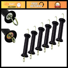 6 Pcs Electric Fence Gate Handle Insulators with Spring - Durable Black Plastic