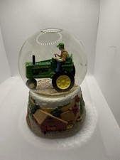 Enesco John Deere Tractor Musical Snow Globe Farmer In The Dell