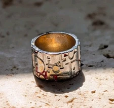 Vintage Christian Dior Galliano-Era Scarf Ring Silver-Tone Wide Band