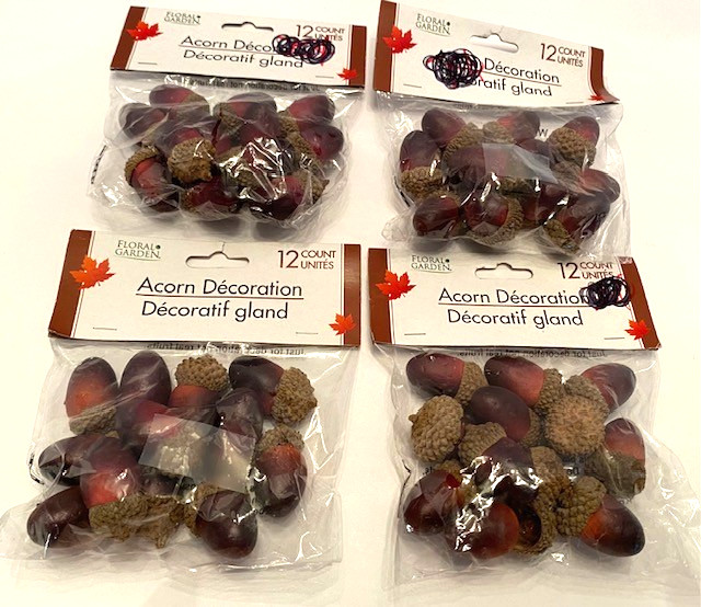 New! Lot of 4 Packs Crafting Fall/Autumn Floral Garden Acorn Decorations-12/Pack