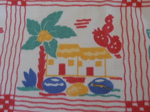 Vintage 1940er mexikanischer Stoff Senor & Senorita Keramik Stoff Meterware 36" W 2,5 Yd - Bild 5 von 8