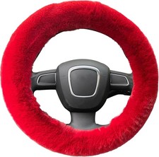 Fluffy Steering Wheel Cover for Women, Red