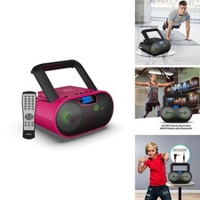 Riptunes Portable CD Player Boombox AM/FM Radio Bluetooth USB Pink
