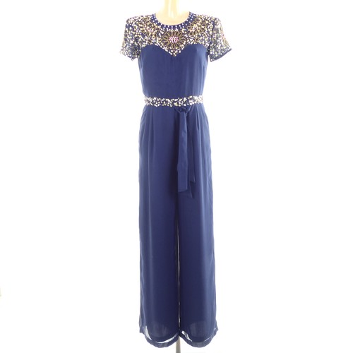 NRGOS LOUNGE Overall Jumpsuit Festlich Pailletten Blau Navy Gr. 12 DE 40 - Bild 1 von 5