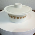 Vintage Pyrex Corning NY USA #75 Butter Bowl Butterfly Gold Tub Dish Plastic Lid