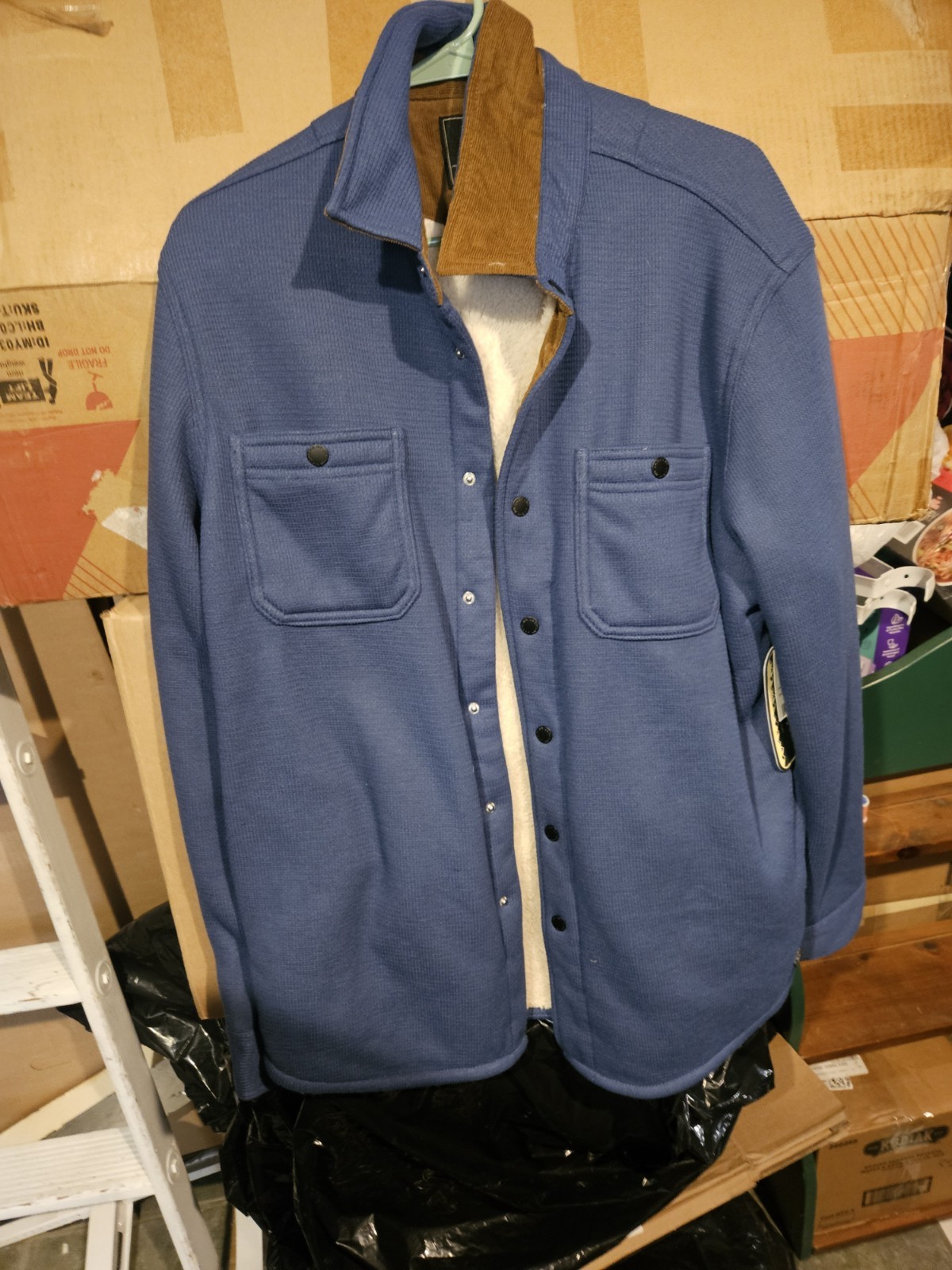 Jachs New York Mens Blue Polyester-Lined Chore Jacket with Tags Size L