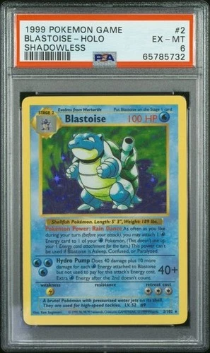 PSA 6 Blastoise Shadowless - 2/102 - Base Set - Pokemon (Scratched Holder)