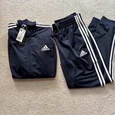 Adidas Men's Navy Blue Tracksuit Jacket Pant New Full Suit Large