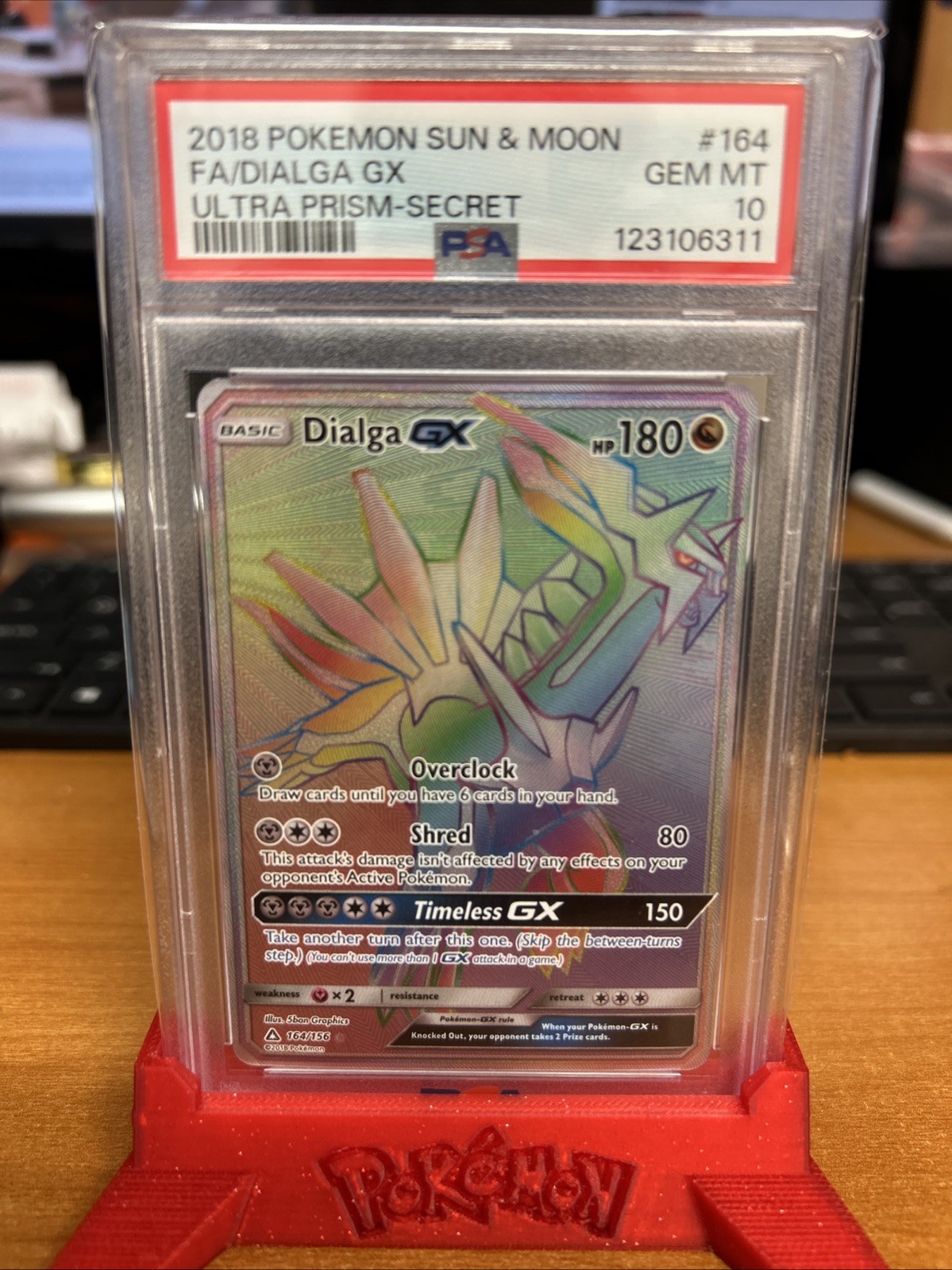 Pokemon TCG Dialga GX (Secret Rare) 164/156 Sm-Ultra Prism Holo PSA 10 Gem Mint