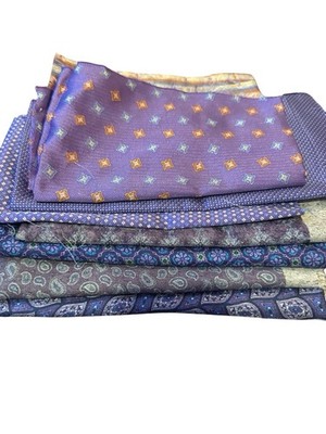 7pc Bundle Lot Purple 100% Italian Silk Fabric Remnants