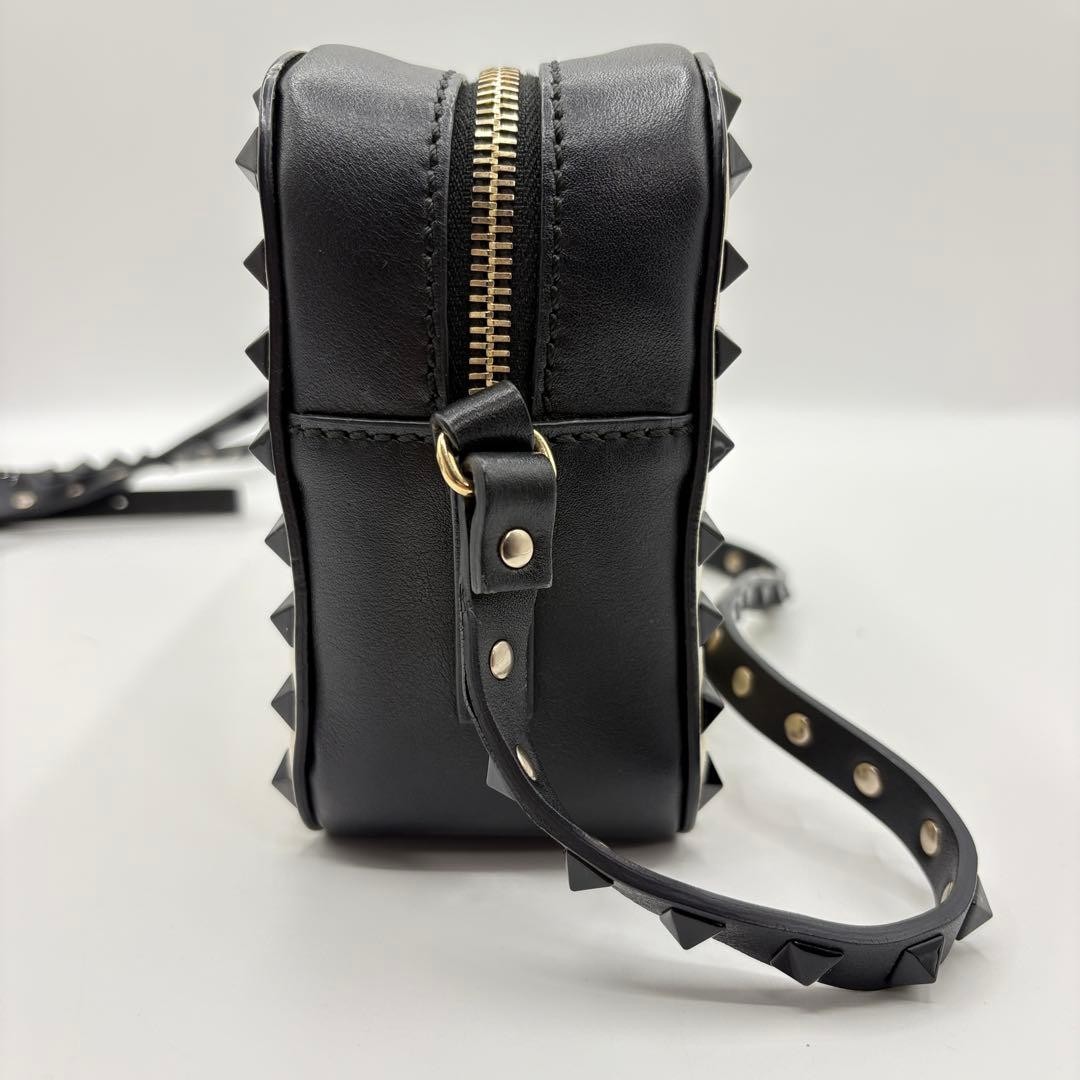 Valentino Garavani Rockstud Bicolor Leather Shoulder Bag, Black/Beige Japan thumbnail 5