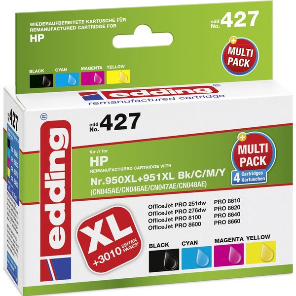 Edding Druckerpatrone Ersetzt Hp 950, 950XL, 951, 951XL Kompatibel Kombi-Pack...-image