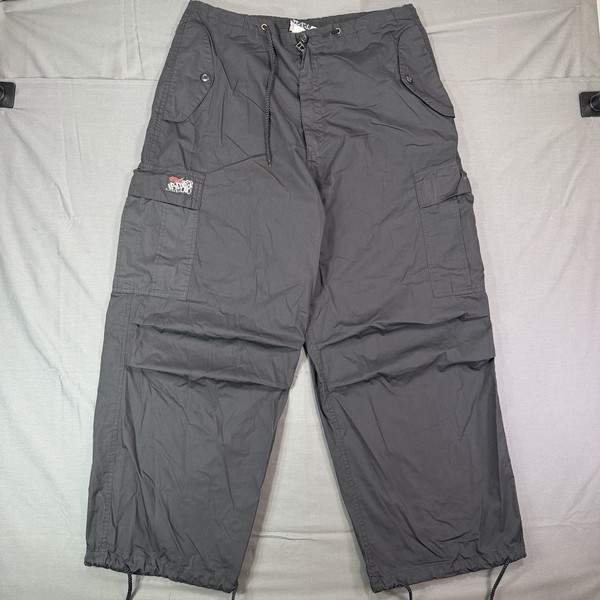 Vintage Ghast Rave Parachute Pants Black Size Medium Super Wide Leg Y2K