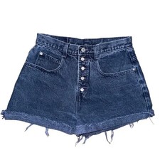 Vintage 80s Jordache Yellow Tab High Rise Jean Mom Shorts Frayed Denim Retro Y2K