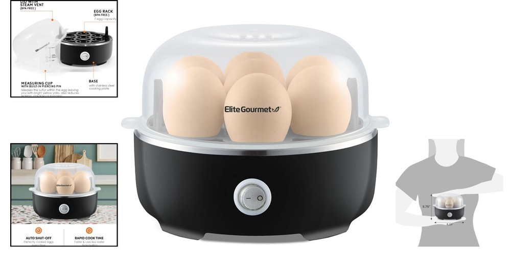 Easy Egg Cooker - Electric, Compact, 7-Egg Capacity, Perfect for Families