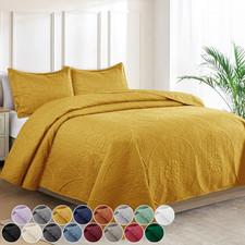 Luxury Bedspread Set 3 Piece Quilted Coverlet Bed Throw Queen King Size Bedding