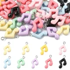 100Pcs Rainbow Color Opaque Resin Musical Note Pendants Music Symbol Charms DIY