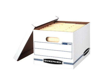 10 Pack, Bankers Box Basic Duty Latter/Legal File Storage Box with lids, White.