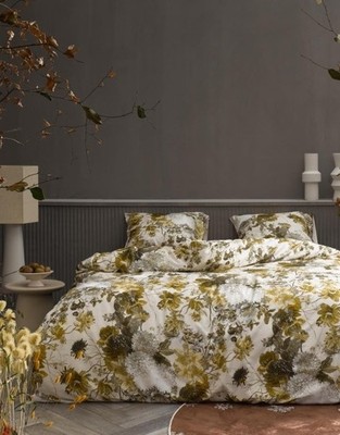 ESSENZA Baumwollsatin Bettwäsche Maily Olive 155 x 220 + 80 x 80 cm
