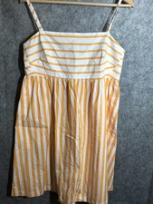 J.Crew Dress 12 Yellow White Striped Sundress Tie Back Midi Summer Nautical