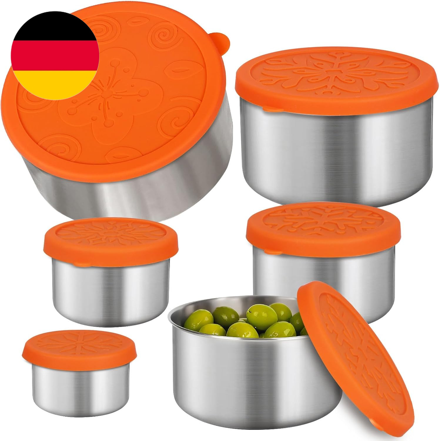 Frischhaltedosen-Set Vorratsdosen Aus Edelstahl Mit Silikondeckel,Edelstahl Brot