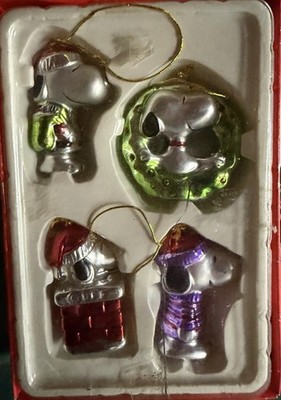 Kurt S. Adler Peanuts Snoopy Hanging Glass Christmas Ornaments Set of 4