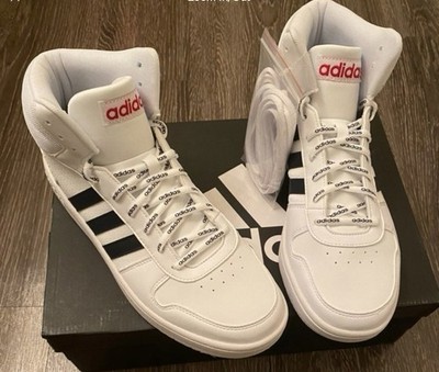 Size 10.5 - Adidas Hoops 2.0 Mid White Black
