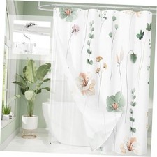 3 in 1 Shower Curtain Set Watercolor Floral 72"W x 72"L Pack of 1 Sage Green