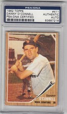 1962 Topps SIGNED AUTOGRAPHED Danny O’ Connell Senators # 411 PSA Rare