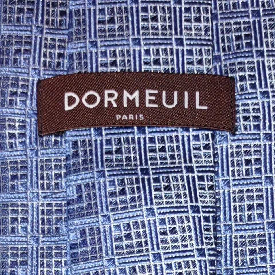 Dormeuil Paris Mens 100% Silk Tie Blue Geometric Handmade Designer Luxury France - Image 2 of 4